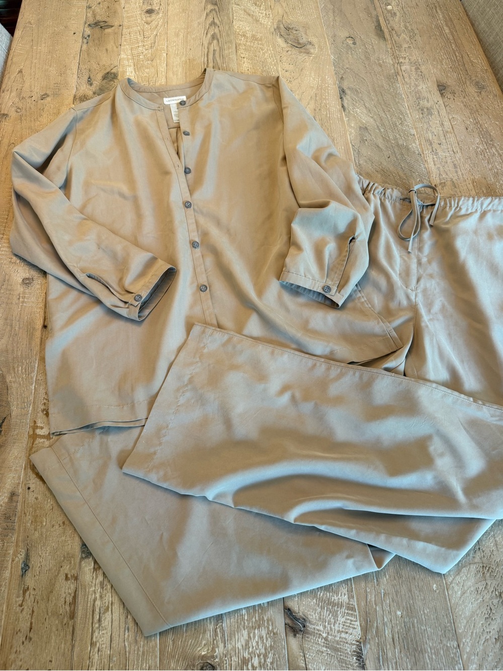 Liz Claiborne Tan Pants Suit Set Lightweight Drawstring 10